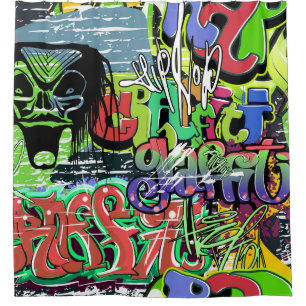 Graffitimuur: Urban Hip Hop Douchegordijn