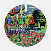 Graffitimuur: Urban Hip Hop Glas Ornament (Achterkant)
