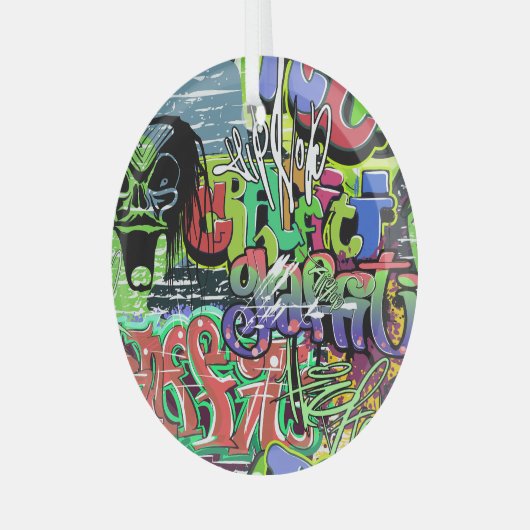 Graffitimuur: Urban Hip Hop Glas Ornament (Voorkant links)