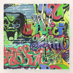 Graffitimuur: Urban Hip Hop Glazen Onderzetter
