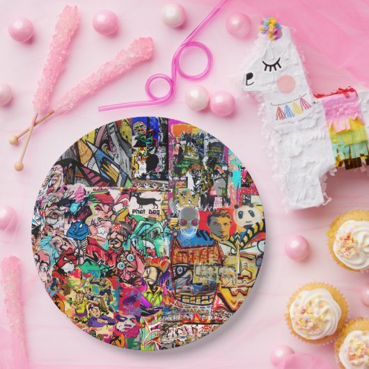 Graffitimuurcollage Papieren Bordje (Feest)