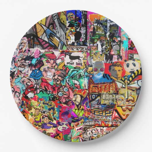 Graffitimuurcollage Papieren Bordje (Voorkant)