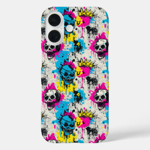 Graffitipatroon met neonkleuren en urbane grunge iPhone 16 hoesje