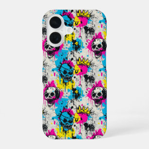 Graffitipatroon met neonkleuren en urbane grunge iPhone 16 hoesje