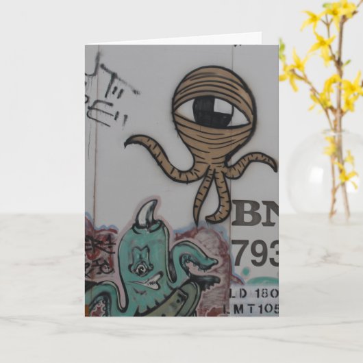 Graffitti Aliens Kaart (Gele Bloem)