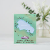 Grafham Water Huntingdon Cambridgeshire Map Briefkaart (Staand voorkant)