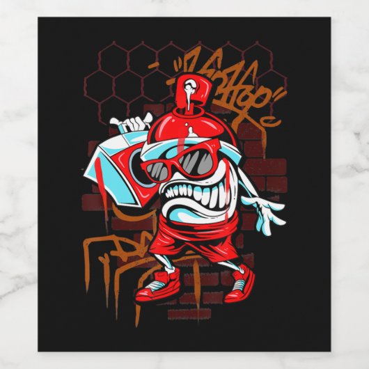 Grafi Art Spray Paint Urban Hip Music Lover Wijn Etiket (Enkel label)