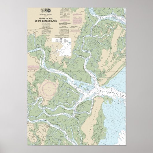 Grafiek 11511 van de Ossabaw- en St Catherines-gel Poster (Voorkant)