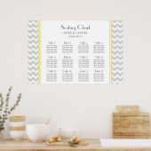 Grafiek 12 Tabellen Geel grijze Chevron Poster (Keuken)