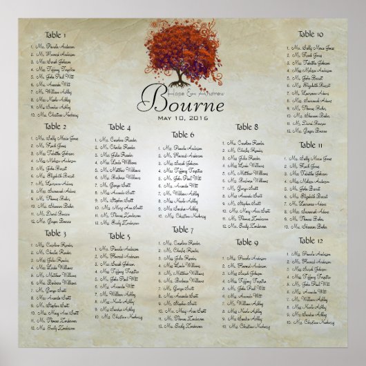 Grafiek 12 Tabellen koraal met ingerichte boszitpl Poster (Voorkant)