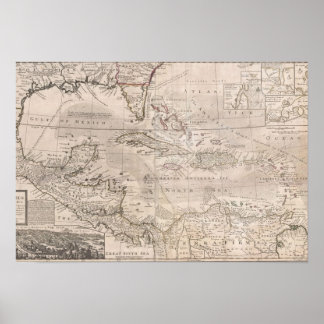 Grafiek 1732 van de Caraïbische GROTE Poster