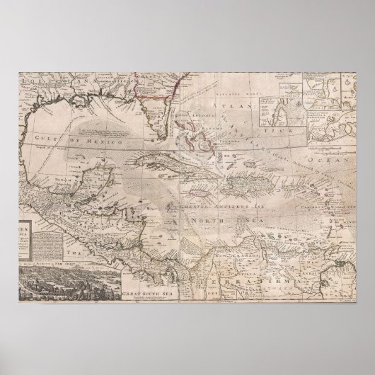 Grafiek 1732 van de Caraïbische GROTE Poster (Voorkant)