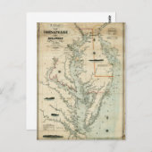 Grafiek 1852 Chesapeake and Delaware Bays Briefkaart (Voorkant / Achterkant)