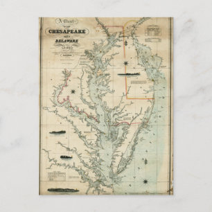 Grafiek 1852 Chesapeake and Delaware Bays Briefkaart
