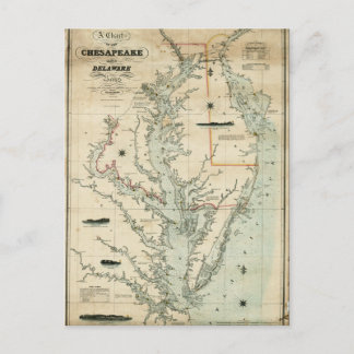 Grafiek 1852 Chesapeake and Delaware Bays Briefkaart