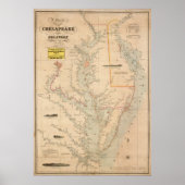 Grafiek 1852 Chesapeake and Delaware Bays Poster (Voorkant)