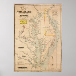 Grafiek 1852 Chesapeake and Delaware Bays Poster