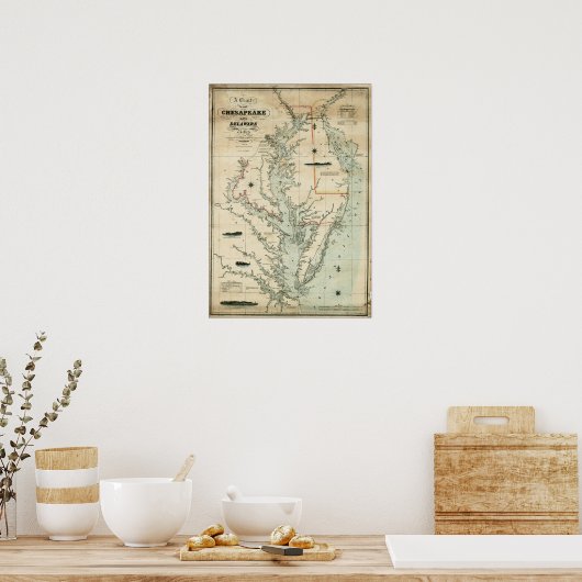 Grafiek 1852 Chesapeake and Delaware Bays Poster (Keuken)