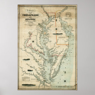 Grafiek 1852 Chesapeake and Delaware Bays Poster