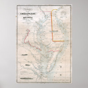 Grafiek 1852 Chesapeake and Delaware Bays Poster