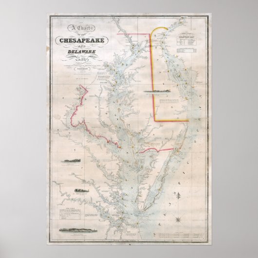 Grafiek 1852 Chesapeake and Delaware Bays Poster (Voorkant)