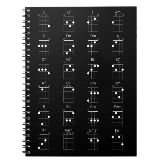 Grafiek 24 Vaak Ukulele Chords Grafiek - Uke Cheat Notitieboek (Voorkant)