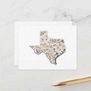 Grafiek Antiek staat Texas  Afbeelding Map Briefkaart