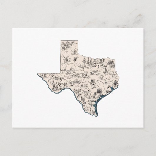 Grafiek Antiek staat Texas  Afbeelding Map Briefkaart (Voorkant)