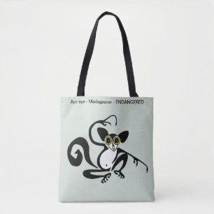 Grafiek AYE-AYE- Primaat - Lemur- Wildlife Green Tote Bag