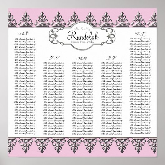 Grafiek Baroque Swirl Silver Poster (Voorkant)