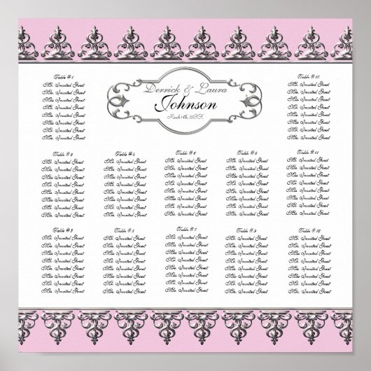 Grafiek Baroque Swirl Silver Poster (Voorkant)