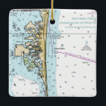 Grafiek Caca Beach FL Keramisch Ornament<br><div class="desc">Kerstversiering van Cocoa Beach Florida,  gemaakt van een NAA-nautische kaart.</div>