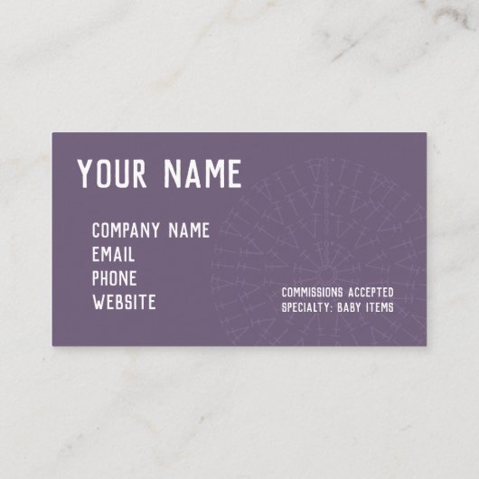 Grafiek Dusky Paarse Crochet Chart Visitekaartje (Achterkant)