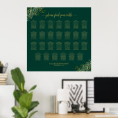 Grafiek Emerald Green Gold voor tafelbruiloft Poster (Thuiskantoor)