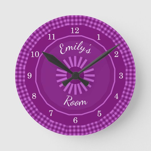 Grafiek Gingham Checks Genummerd Ronde Klok (Voorkant)