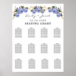 Grafiek Gold Geometric Blue Floral Wed Poster