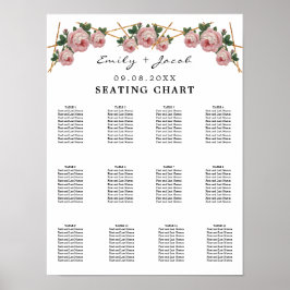 Grafiek Gold Geometric Pink Floral Wed 120 Poster