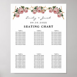 Grafiek Gold Geometric Pink Floral Wed 60 Poster