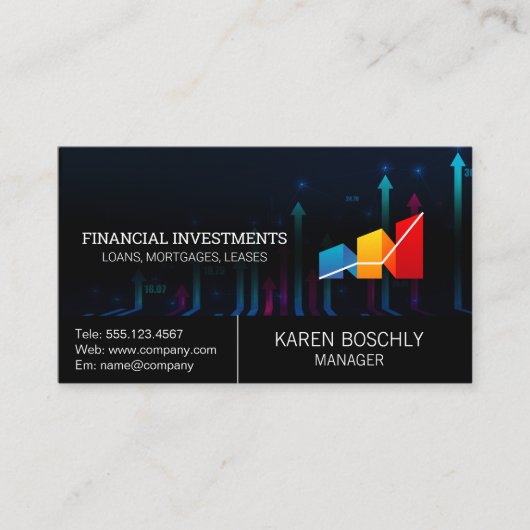 Grafiek Groei Grafiek Logo Aandelenmarkt Visitekaartje (Voorkant)
