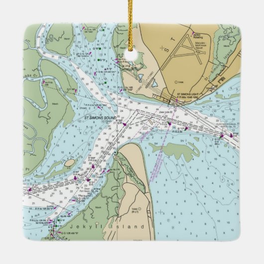 Grafiek Jekyll Island Florida Keramisch Ornament (Achterkant)