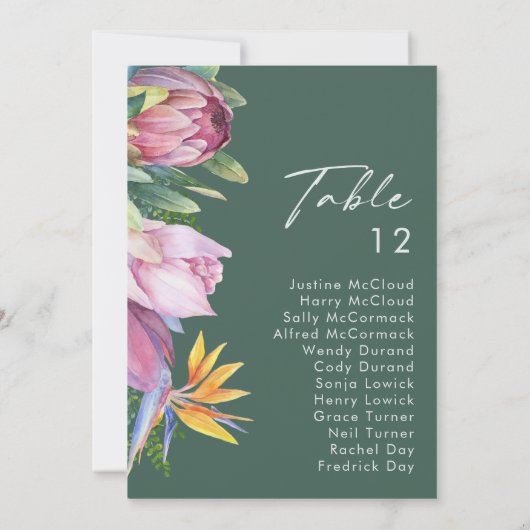 Grafiek kleurrijk tropisch Floral Groen tabelnumme (Achterkant)