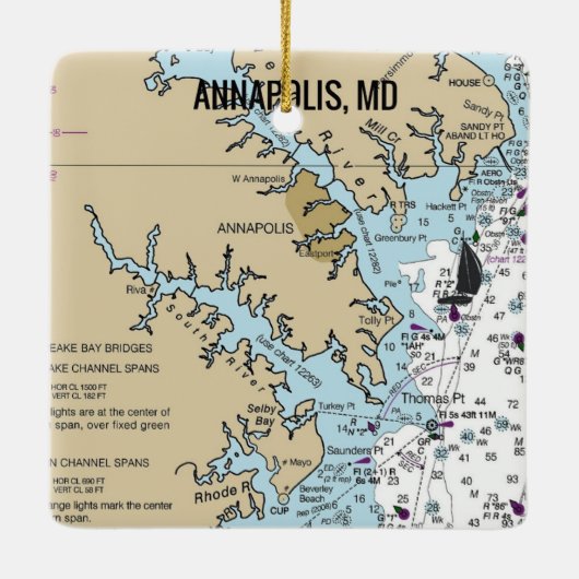 Grafiek MD van Annapolis Keramisch Ornament (Achterkant)