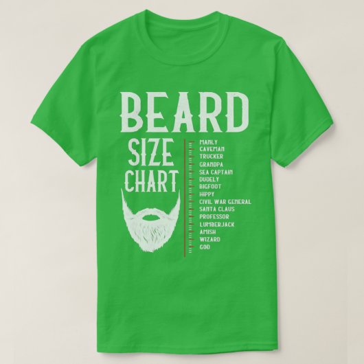 Grafiek met afmetingen van de baard Funny Beards L T-shirt (Design voorkant)