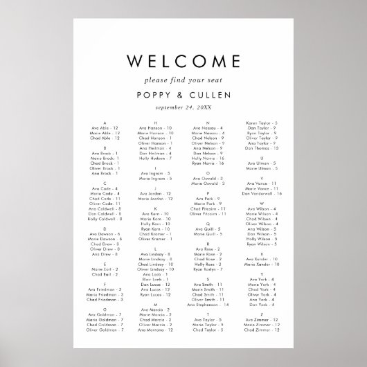 Grafiek met alfabetische afmetingen voor grafische poster (Voorkant)