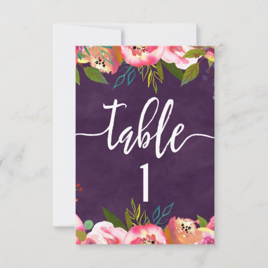Grafiek met chic Wedding Table Number Kaart (Voorkant)