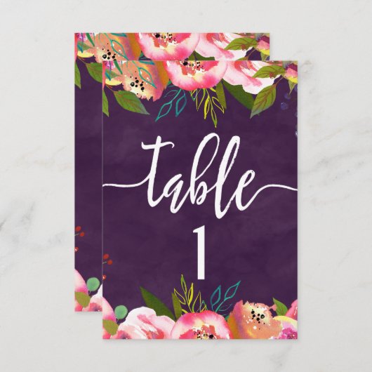 Grafiek met chic Wedding Table Number Kaart (Voorkant / Achterkant)