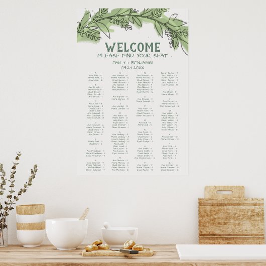 Grafiek met gebogen tak Greenery Alfabetical Seati Poster (Keuken)