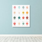 Grafiek met gevoelens emoties gezichten klasdecora canvas afdruk (Insitu (Houten vloer))