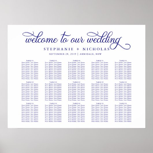 Grafiek met handschrift Chic Wedding Seating Poster (Voorkant)