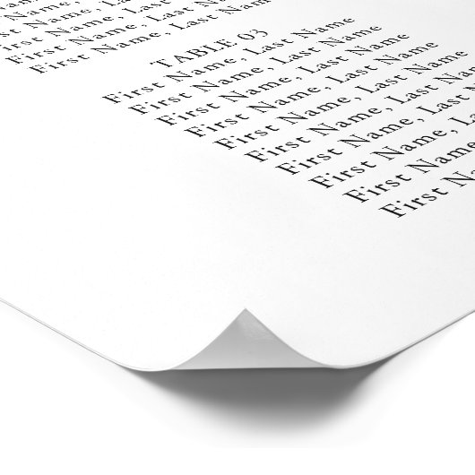 Grafiek met handschrift Chic Wedding Seating Poster (Hoek)